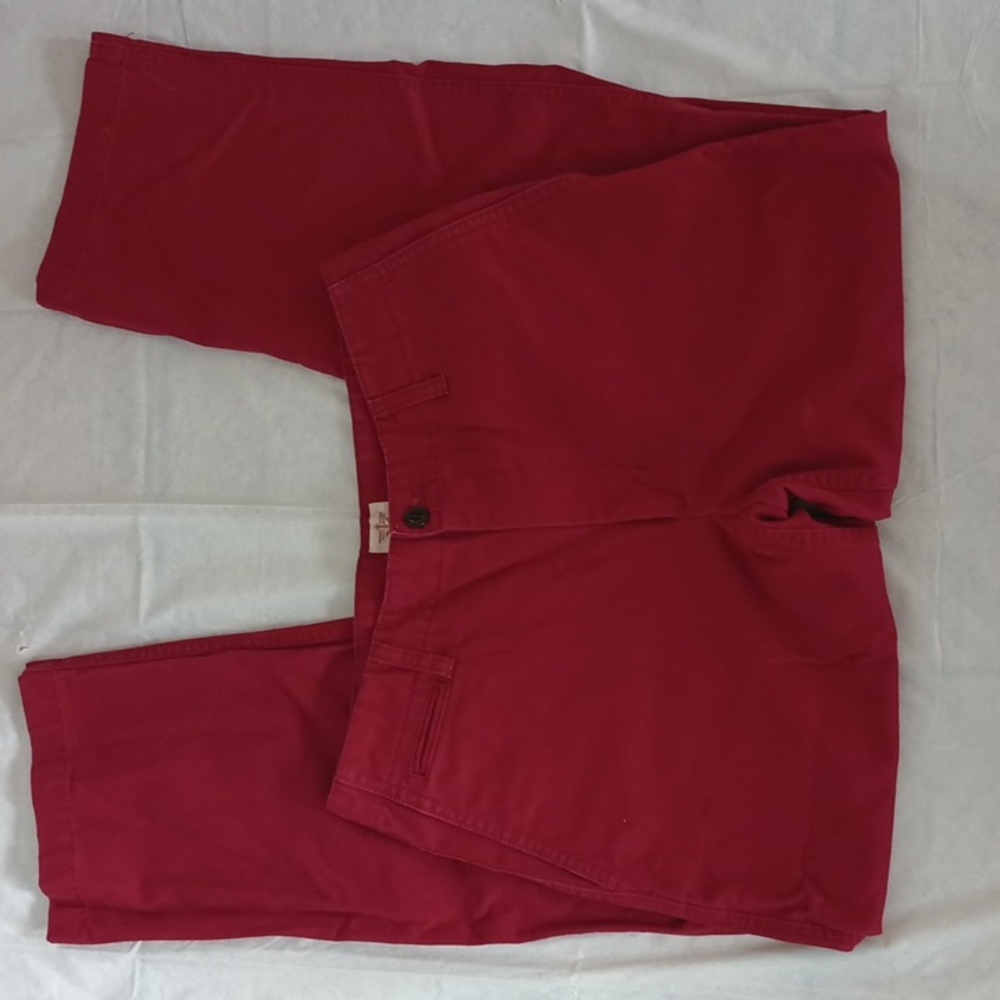 DOCKERS Men's Chino Pants Red Casual 30 x 30 Flat- Front Fit